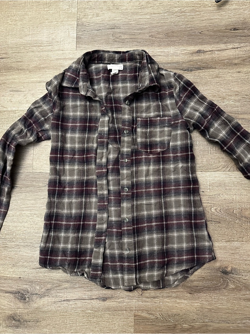 Kids Plaid Long-Sleeve Button-Up Shirt - Grey & Burgundy